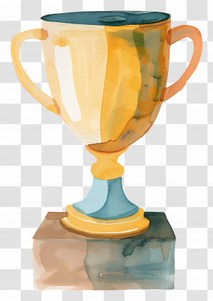 Trophy - Golden Trophy Watercolor Painting Transparent PNG