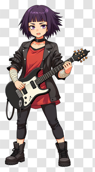 Kyoka Jiro - Rock Girl With Electric Guitar Transparent PNG