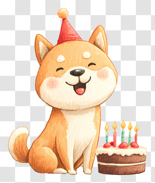 Cat Celebrates Birthday - Happy Dog With Birthday Cake Transparent PNG