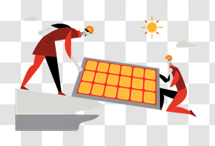 Solar Panel - Workers Installing Solar Panel Transparent PNG