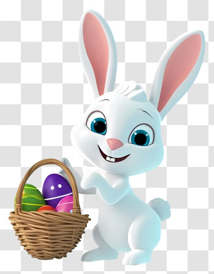 Cartoon 3d Easter Bunny - Easter Bunny With Egg Basket Illustration Transparent PNG