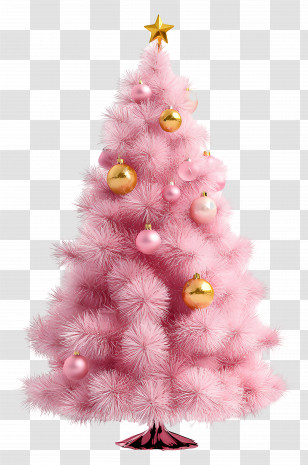 Fluffy Christmas Tree - Pink Christmas Tree With Ornaments Transparent PNG