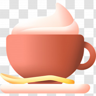 Cappuccino Coffee - Coffee Cup With Foam And Spoon Transparent PNG