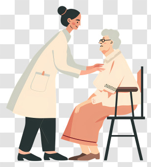 Nurse Caring - Doctor Assisting Elderly Woman Transparent PNG