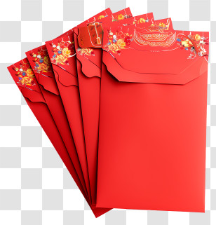 Chinese New Year - Red Envelopes With Gold Buckle For Chinese New Year Transparent PNG