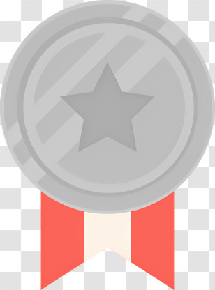 Icon - Silver Medal With Ribbon Transparent PNG