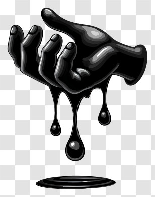 Drip Hand - Artistic Dripping Black Hand Transparent PNG