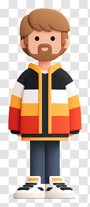 Cartoon Boy - Cartoon Man In Colorful Jacket Transparent PNG