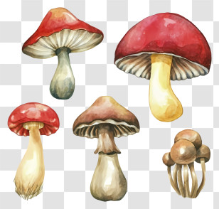 Mushrooms - Illustration Of Varied Mushrooms Transparent PNG