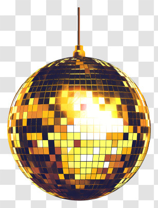 Disco Ball - Golden Shiny Disco Ball For Festive Celebrations Transparent PNG