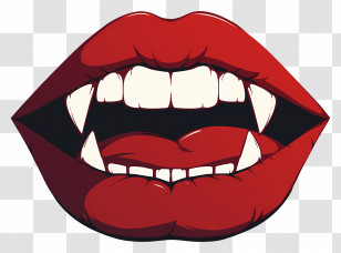 Vampire Lips - Red Lips With Teeth Illustration Transparent PNG
