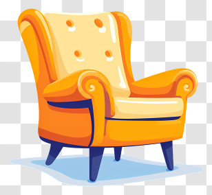 Yellow Armchair Cartoon Style - Yellow Armchair In Cartoon Style Transparent PNG