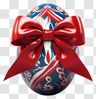 Easter Egg - Decorated Egg With Red Bow For Easter Transparent PNG
