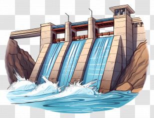 Dam - Hydroelectric Dam With Flowing Water Transparent PNG