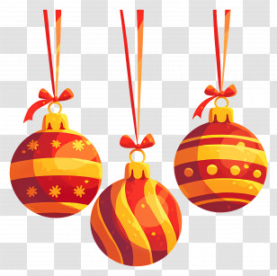 Christmas Balls - Red And Yellow Striped Christmas Ornaments Transparent PNG