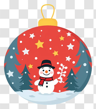 Christmas Ball - Red Christmas Ornament With Snowman Transparent PNG