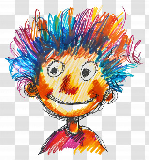 Abstract Child - Boy With Colorful Hair Drawing Transparent PNG