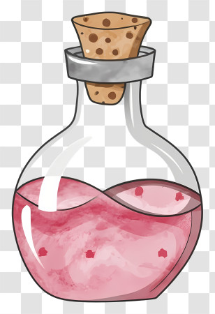 Cartoon - Pink Liquid In Cork-Sealed Bottle Transparent PNG