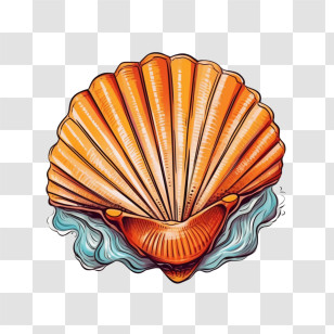 Seashell - Illustrated Orange Seashell Design Transparent PNG