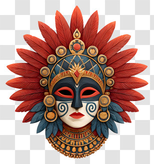 Traditional Cultural Mask - Colorful Feathered Masquerade Mask Transparent PNG