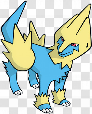 Manectric - Blue And Yellow Energetic Cartoon Character Transparent PNG