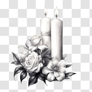 All Souls Day - Candles And Flowers Decoration Transparent PNG