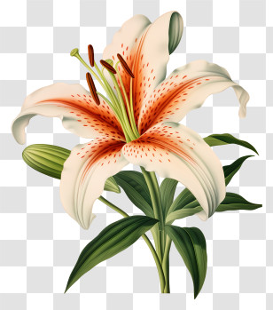 White Lily Flower - White And Orange Lily Flower Transparent PNG