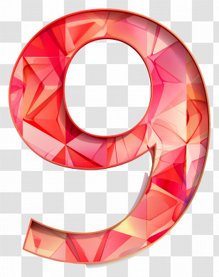 Number 9 - Geometric Red Number 9 Transparent PNG