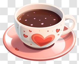 Coffee Cup - Heart-Themed Coffee Cup For Romantic Moments Transparent PNG