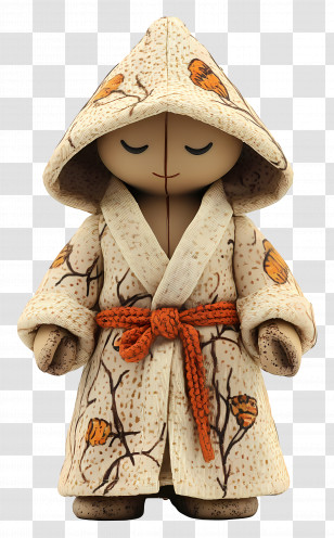 Bathrobe - Cute Doll In Patterned Robe Transparent PNG
