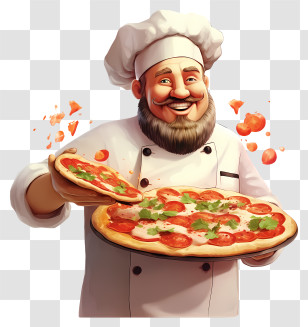 Valentine Pizza - Smiling Chef Holding Fresh Pizza Transparent PNG