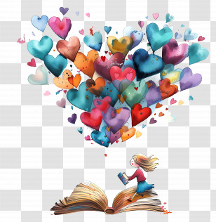 Love Design - Hearts Flying Out Of A Book Transparent PNG