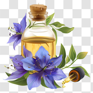 Essential Oil - Essential Oil Bottle With Flowers Transparent PNG