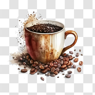 Coffee Beans
 - Artistic Coffee Cup With Coffee Beans Transparent PNG