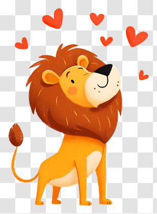 World Lion Day - Happy Lion With Hearts Transparent PNG