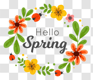 Wreath Of Flowers - Hello Spring Nature-Inspired Design Transparent PNG