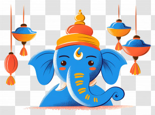 Ganesha Chaturthi - Cartoon Ganesha Decoration For Diwali Celebrations Transparent PNG