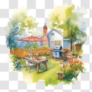 Backyard Barbecue
 - Cozy Backyard With Barbecue Transparent PNG