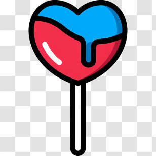 Heart Candy - Heart Lollipop With Blue And Red Design Transparent PNG