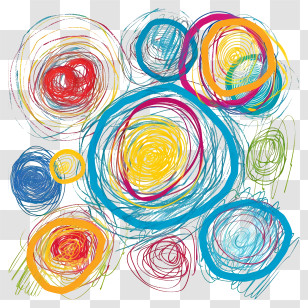 Scribble Day - Colorful Abstract Circles Drawing Transparent PNG