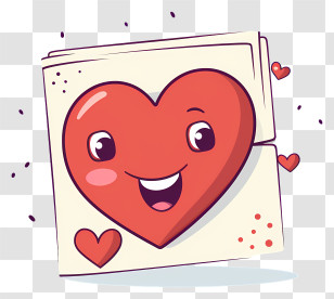 Heart Shaped Paper - Smiling Heart On Card Transparent PNG