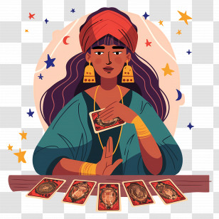 Fortune Teller Woman - Mystical Tarot Reader Transparent PNG