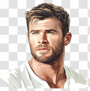 Chris Hemsworth - Modern Male Portrait Digital Artwork Transparent PNG