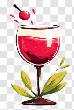 Red Wine Day - Red Wine Glass With Cherry Splash Transparent PNG