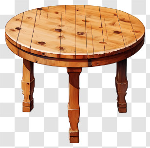 Watercolor Wooden Round Table - Wooden Circular Table With Natural Texture Transparent PNG