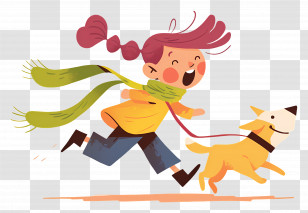 Little Girl Running Dog - Girl Running With Dog Transparent PNG
