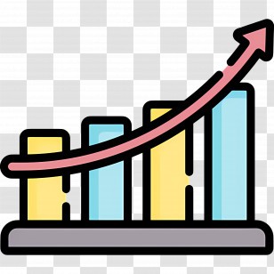 Growth Arrow - Bar Chart With Rising Arrow Design Transparent PNG