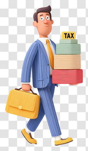 Businessman With Tax Burden - Businessman With Tax Books In Cartoon Style Transparent PNG