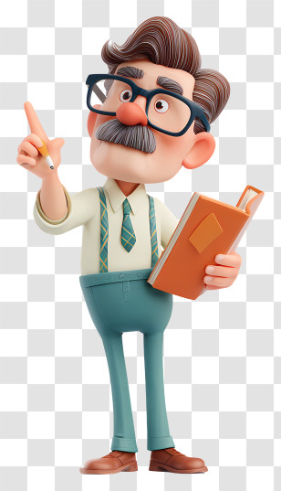 Cartoony Teacher - Cartoon Professor With Book Transparent PNG