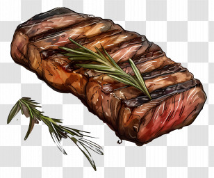 Cooked Steak - Grilled Steak With Rosemary Transparent PNG